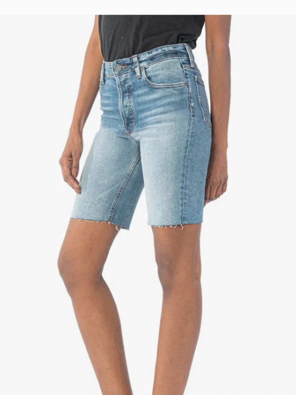 Kut From The Kloth Margo Jean Shorts High Rise Long Short Denim 14 medium wash